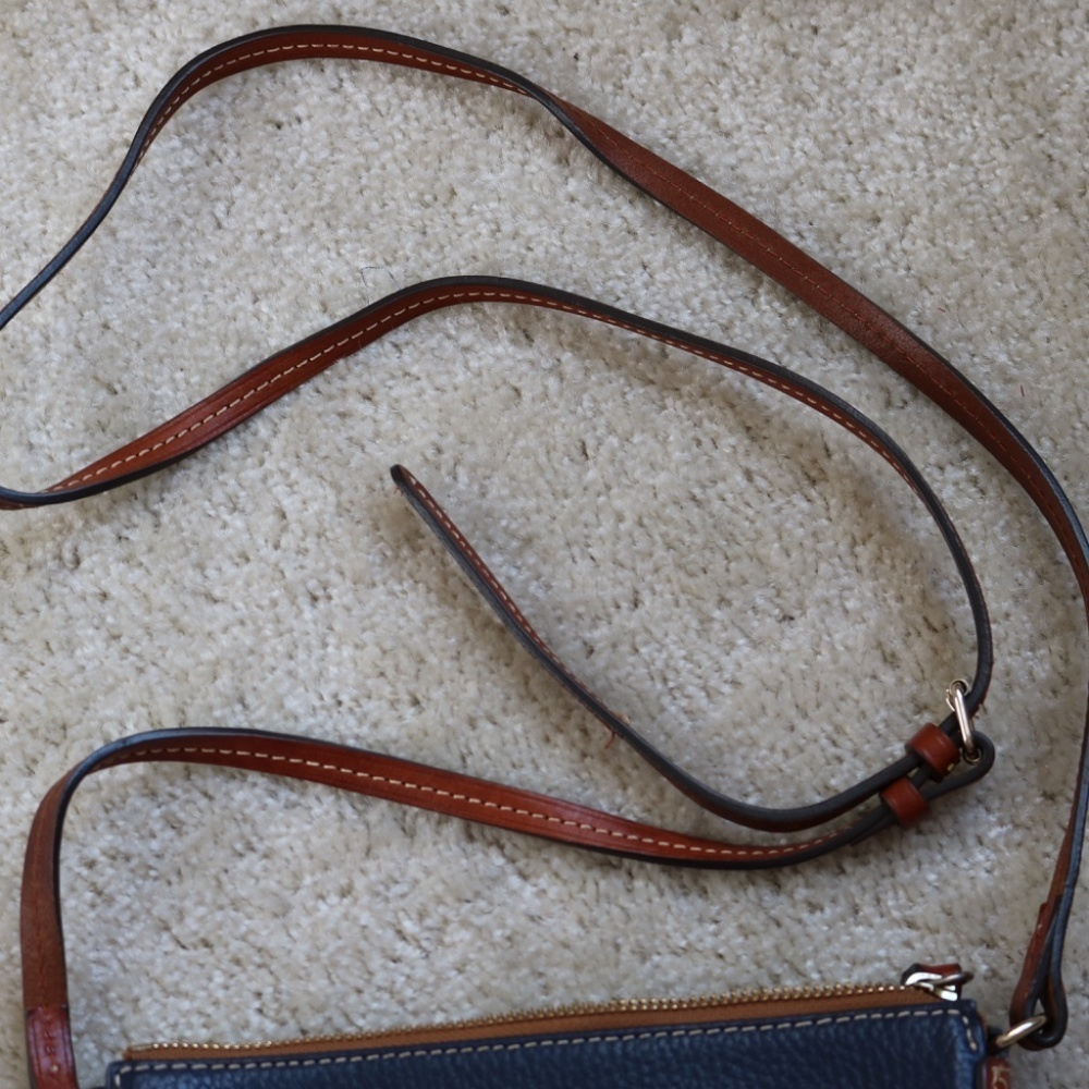 Dooney & Bourke Dark Blue and Tan Crossbody Bag - Picture 2 of 5